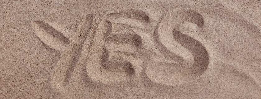 yes word written on sand the promises of god are yes and amen