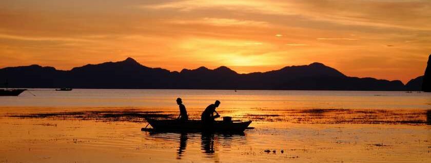 fishermen sunset boat