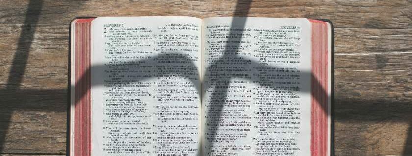 bible laid out under sun shadow