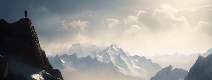 a mountain surrounded by majestic snow-capped peaks