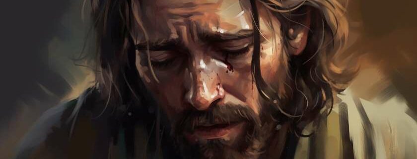 jesus weeping looking down