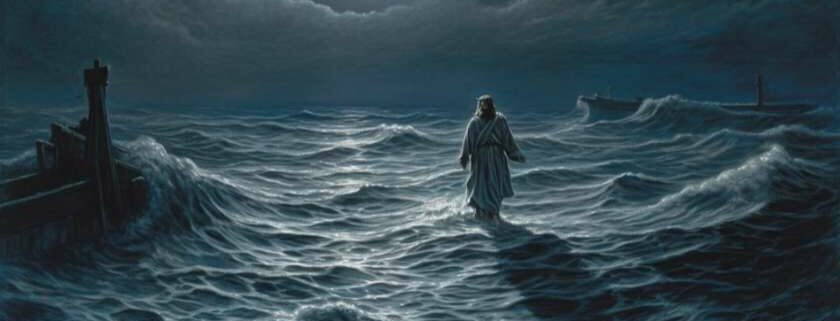 illustration of jesus walking on water