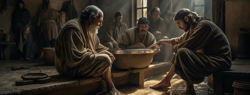 illustration of jesus washing feet of disciples