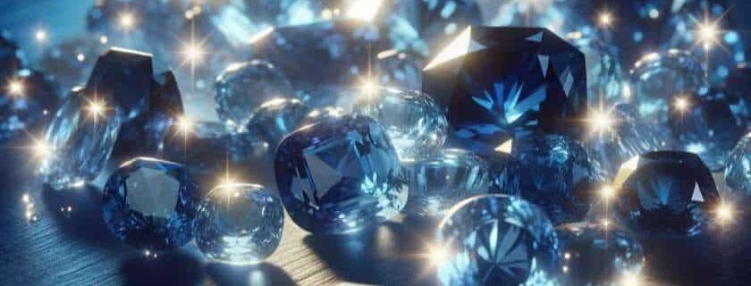 glittering blue sapphires, the gems emitting a soft, ethereal glow