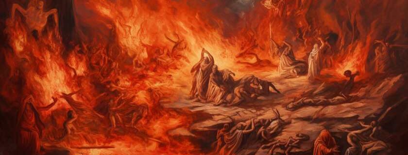 depiction of people suffering in flames and did jesus go to hell