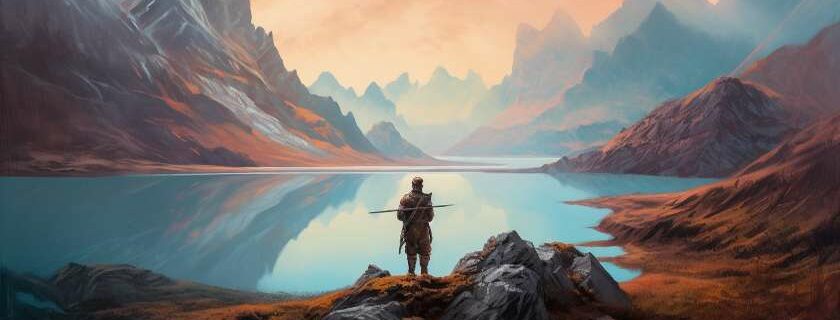 knight standing over a serene lake and if god is for us who can be against us