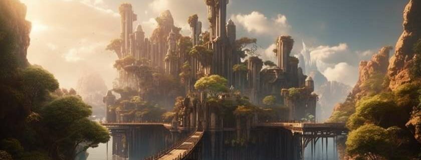 an ancient mystical city on floating islands and the kingdom of god suffers violence