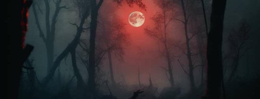 blood moon in a dense forest and blood moon meaning in the bible