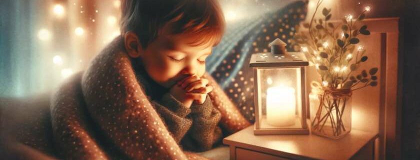 a child saying a night time prayer for kids