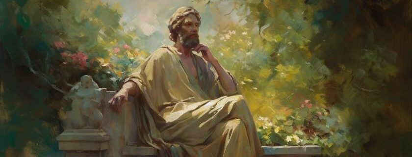 man sitting and contemplating in a garden and does god change his mind