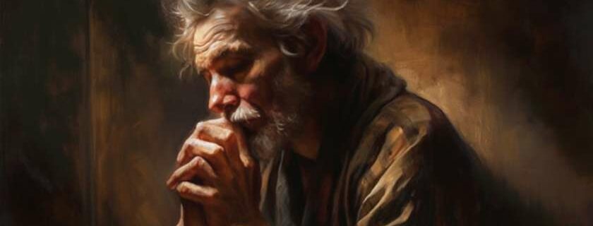 oil painting portraying a devout individual in prayer