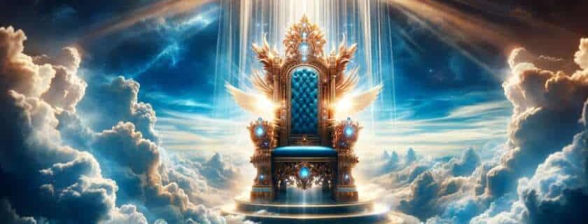 heavenly throne with wings in the sky and god is king