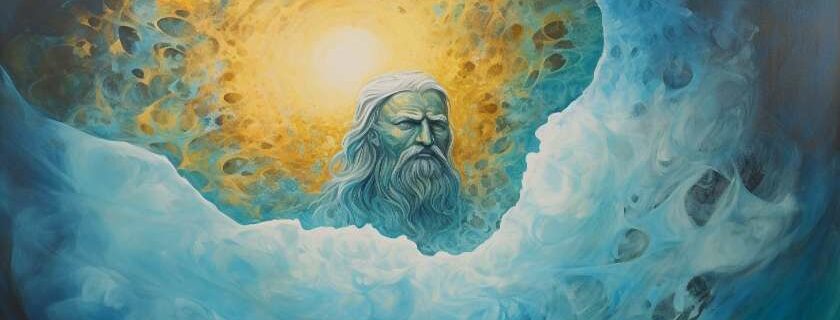 face of an old man in the sky and god watches over us
