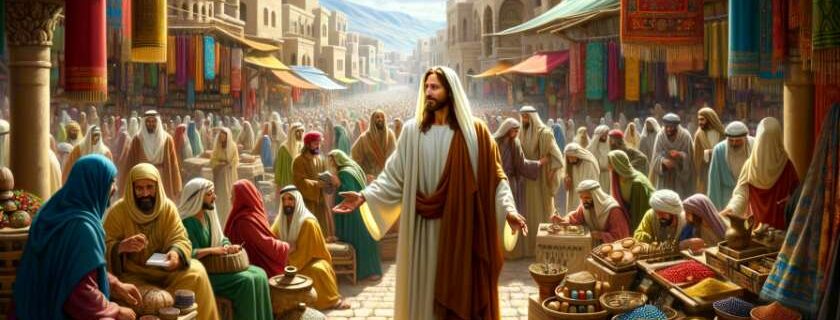 jesus in a bustling marketplace and how old was jesus when he started his ministry