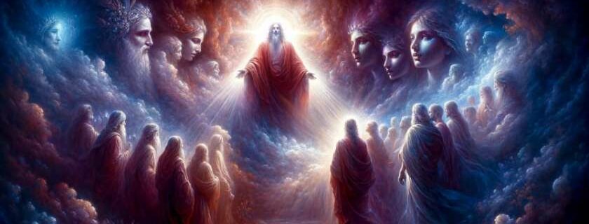 an oil painting that portrays God's love as a divine revelation, where intense contrasts between light and shadow