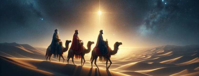 three wise men riding camels in the desert and how old was jesus when the wise men came