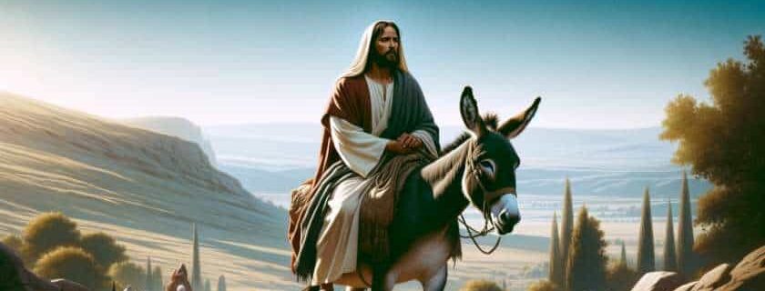 jesus riding a donkey in the wilderness and jesus triumphal entry